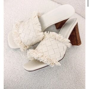 Billini Cayla Cream Woven Heels | Size 8